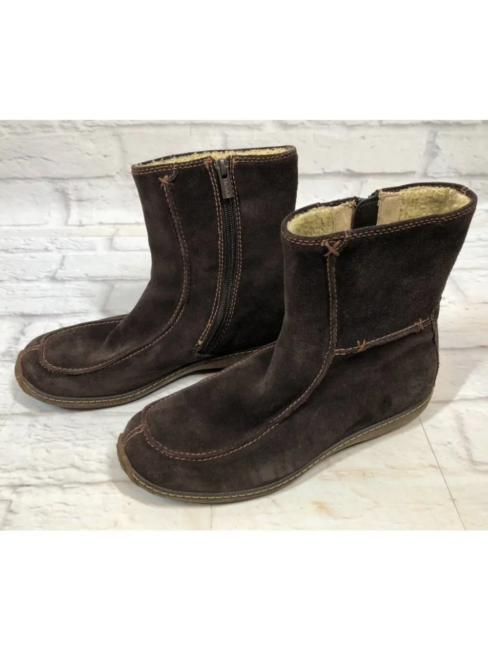 Timberland Womens Size 8.5 69365 Brown Suede Winter Boots Zipper Round Toe